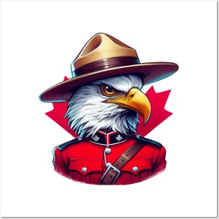 Canadian Mountie Eagle Illustration Posters and Art